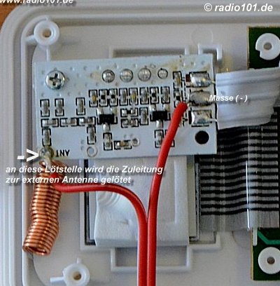 Funkthermometer Reichweite vergr&ouml;ssern: Anschluspunkt des HF-Ausgangs