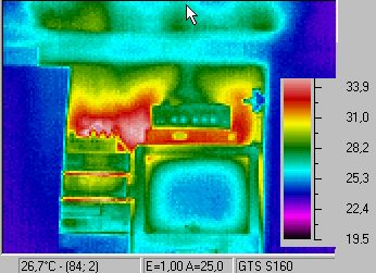 Thermographiebilder / W&auml;rmebilder: Fernsehschrank mit aufsteigender W&auml;rme