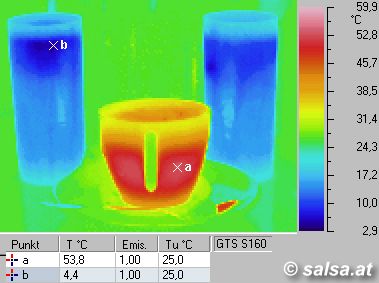 W&auml;rmebild / Thermografie: 2 Cocktails und ein Kaffee (weitere W&auml;rmebilder: hier klicken)
