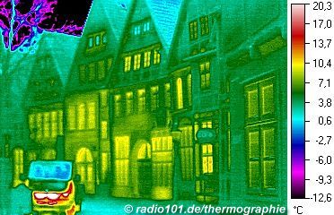 Fachwerkh�user in Minden - Geb�udethermographie / W&auml;rmebild / Thermografische Aufnahme - W&auml;rmebildkamera: Impac IVN 770P