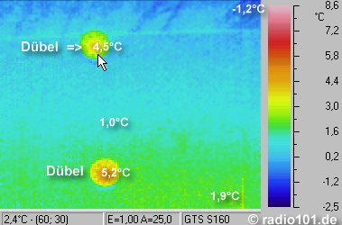 W&auml;rmebild: Mauer mit und ohne W&auml;rmed&auml;mmung - Infrarotaufnahme / W&auml;rmebild / Thermografische Aufnahme